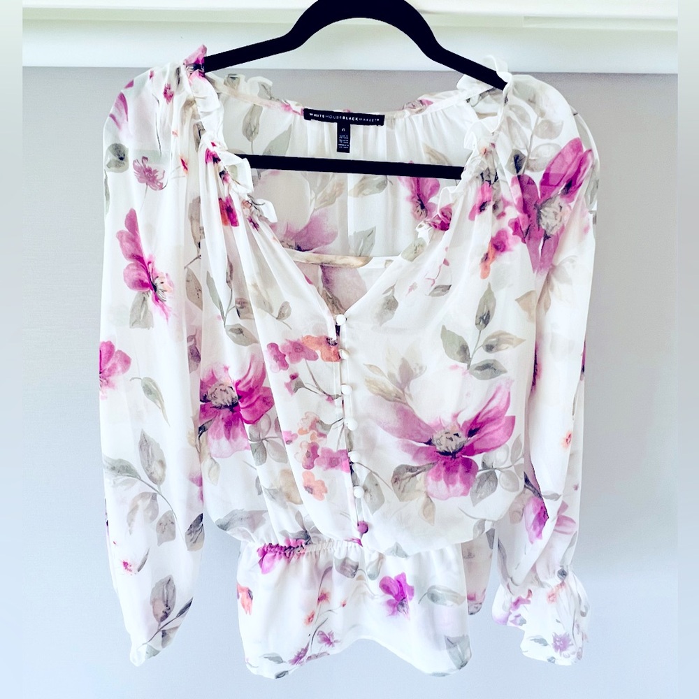 Floral Pink and White Women's Top